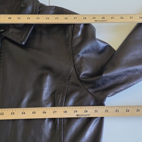 Danier Jacket Womens XL Brown Leather Pockets Zip Lined LS Classic Collar Mature - Picture 5 of 16